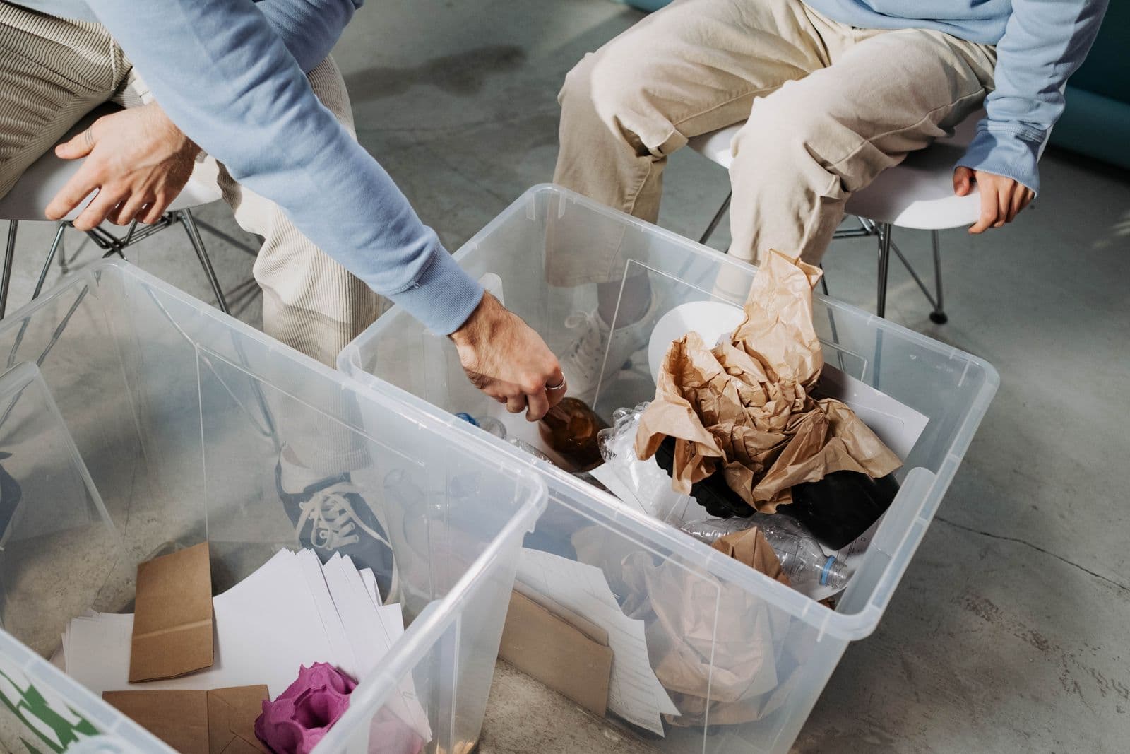 Recycling bins and sustainable waste sorting for Earth Day in Orange County
